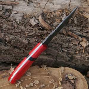 Cuchillo de Caza Plegable de Acero Damasco Forjado a Mano VG10, Mango de Madera de Espiga Completa, Funda de Cuero OEM/ODM, Hoja de Desollado de 12 Pulgadas - Product Image 5