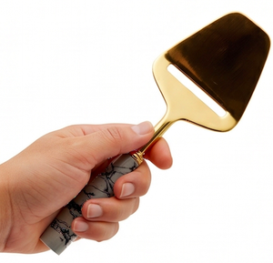 Juego de cuchillos para cortar queso de primera calidad en acero inoxidable de alta calidad con elegantes mangos de mármol, perfecto para bodas y cenas. - Product Image 4