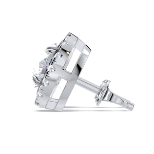 IGI Certified Lab Grown Diamond Double Halo <b>Stud</b> <b>Earrings</b> 14K <b>Gold</b> Round Diamond Cluster Halo <b>Studs</b> - Product Image 2