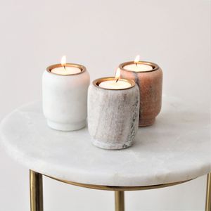 Élégants photophores en marbre, coupelles géométriques minimalistes en pierre, décoration moderne pour la maison, accent lumineux d'aromathérapie - Product Image 1
