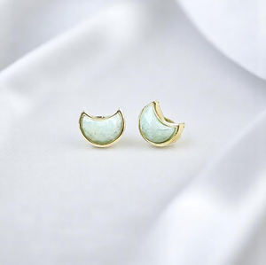 ต่างหูทรงพระจันทร์เสี้ยวอะเมโซไนต์ธรรมชาติขนาด 6x8 มม. เงินแท้ 925 ชุบทอง ประดับขอบเพชร สำหรับผู้หญิง เครื่องประดับแฟชั่น ขายส่ง - Product Image 1