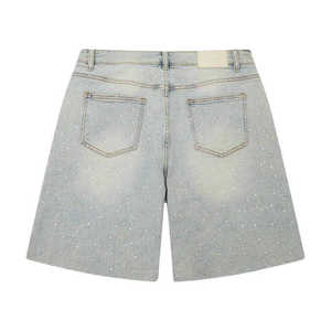 Pantalones Cortos de Mezclilla para Hombre, Diseño de Puntos Azul Claro, Cintura Alta, Cierre de Botones, Estilo Casual, Tejido de Algodón - Product Image 3