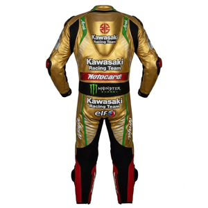 Traje de Carreras MotoCP de Cuero de Canguro/Vaca Personalizado Jonathan Rea Rawasaki, Traje de Una Pieza Profesional con Triple Costura - Product Image 2