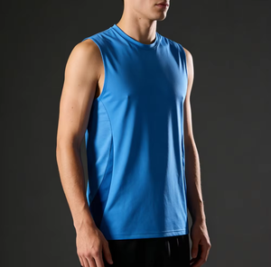 เสื้อกล้ามผู้ชายแบบเรียบ ผ้าสแปนเด็กซ์/โพลีเอสเตอร์ ระบายอากาศได้ดี น้ำหนัก 180 กรัม เสื้อกีฬาฤดูร้อนลำลอง สั่งทำได้ตามแบบ OEM ODM จำหน่ายส่ง - Product Image 1