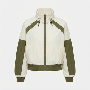 Blouson bomber color block pour femme, manches longues, col à capuche, fermeture éclair, matelassé, réversible, imperméable, respirant, en toile - Product Image 1