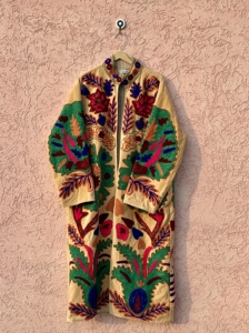 Handmade Velvet Suzani <b>Kimono</b> Robe Breathable Embroidery Long Sleeve Winter <b>Jacket</b> Indian Ethnic Bohemian Traditional Flowers - Product Image 2