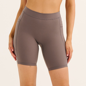Shorts de cycliste taille haute en nylon pour femme avec poches, séchage rapide, compression, pantalon de sport, leggings personnalisés push-up pour le yoga et l'entraînement - Product Image 2