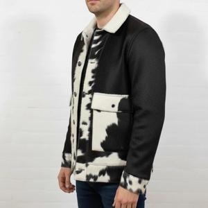 Chaqueta de Moda Personalizada con Cierre y Logotipo de Pelo de Vaca, Chaqueta de Cuero con Pelo de Vaca Real para Hombre - Product Image 5