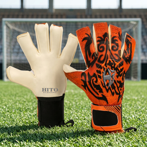 Gants de gardien de but de football personnalisés blancs et orange, paume plate de 4 mm, gants de gardien de but en latex embossé - Product Image 3