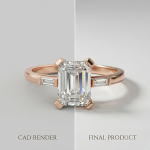 Anillo de compromiso, boda o aniversario único con moissanita de 2 quilates con corte esmeralda, chapado en rodio sobre plata de ley 925 - Product Image 6