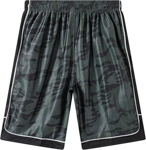Shorts pour hommes à séchage rapide, camouflage, taille élastique, avec bande latérale, style sport décontracté, tissu tissé 100% polyester - Product Image 1