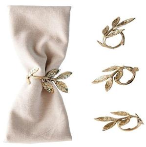 Anneau de serviette en métal doré en forme de branche d'olivier, design feuille, support décoratif pour serviettes, vente en gros pour mariages et hôtels. - Product Image 5