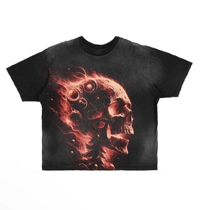 Camisetas de cuello redondo 100% algodón, camiseta con gráfico personalizado y pedrería para hombre, camiseta de alta calidad, extragrande, con efecto desgastado y lavado ácido. - Product Image 5