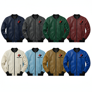 <b>Men</b>’s Red Leather Style <b>Jacket</b> Custom Logo <b>Lightweight</b> Zipper Bomber <b>Jacket</b> Casual Wear - Product Image 6