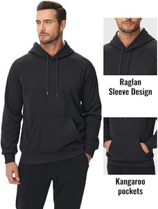 เสื้อฮู้ดผู้ชายสีดำ ทรงปกติ ผ้าฝ้ายเฟรนช์เทอร์รี่ สไตล์ลำลอง สำหรับฤดูใบไม้ร่วง มีกระเป๋า ดีไซน์ถัก แขนยาว - Product Image 6