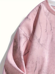 Sudadera de cuello redondo para mujer, venta al por mayor, otoño 2026, con LOGO personalizado, cómoda, transpirable, de color liso, rosa Tie Dye - Product Image 4