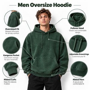 Sweat à capuche surdimensionné pour homme, en tissu épais, offrant un confort premium et une coupe décontractée, idéal pour les journées plus fraîches et le streetwear quotidien. - Product Image 6