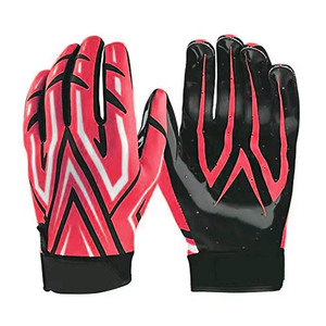 Guantes de Fútbol Americano de PU Multicolor Hechos a Medida, Cortes y Colores Personalizados, Superposiciones Impresas en 3D para Mayor Soporte, Palma Adhesiva - Product Image 3