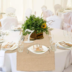 Ensemble de sets de table et de chemins de table en jute 100% naturelle, sets de table ronds en jute et chemins de table rustiques en toile de jute, pour fête champêtre - Product Image 6