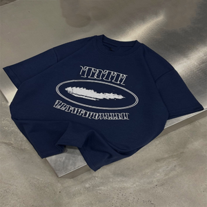 Camiseta de Cuello Redondo de Manga Corta, Estilo Casual Urbano, Corte Holgado, con Estampado DTG Personalizado - Product Image 1