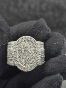 Men's 925 Silver Moissanite <b>Cocktail</b> <b>Ring</b> Baguette Cut Pave Setting Crown Shape Luxury Party Jewelry Moissanite anniversary <b>ring</b> - Product Image 3