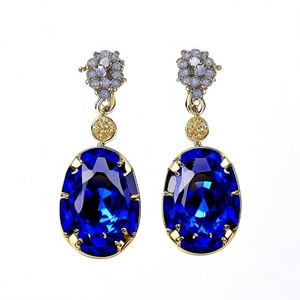 925 boucles d'oreilles en argent Sterling pour femmes bleu foncé Zircon cubique larmes usine en gros bijoux de mode pour les filles - Product Image 2