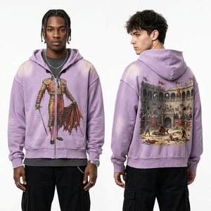 <b>Distressed</b> Vintage Teal Green Hoodie Men Skeleton Falconry Graphic Streetwear Ripped Detail Oversized Heavyweight Pullover <b>Tops</b> - Product Image 2