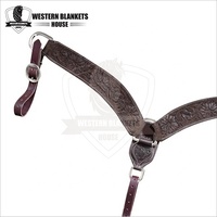 Panier de collier de poitrine de selle occidentale en cuir large et robuste personnalisé tissage estampillé équipement d'équitation licous