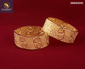 New trendy 2 pcs One Gram 24K Gold Plated Women's Bangle <b>Set</b> - Product Image 1