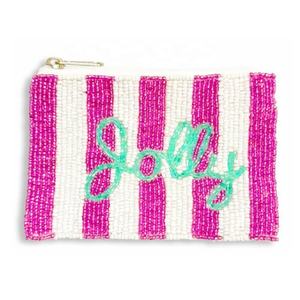 Porte-monnaie miniature brodé à la main avec lettres perlées, fermeture éclair, pochette de luxe créative et écologique pour clés, argent liquide, cartes, maquillage, idéal comme cadeau - Product Image 4