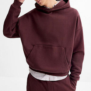 Sudadera con Capucha para Hombre, Color Borgoña, Corte Holgado, Tejido de Algodón, Transpirable, con Estampado Puff, Estilo Casual para Otoño - Product Image 1