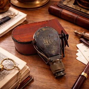 Télescope de poche en laiton avec étui en cuir poli, télescope monoculaire nautique antique pour décoration maritime, cadeau de navigation, objet de présentation - Product Image 6