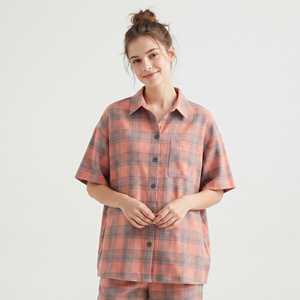 <b>Check</b> Plaid <b>Flannel</b> <b>Shirt</b> <b>Women</b> Night Sleepwear Button Down <b>Shirts</b> Ladies 100% Long Sleeve Night <b>Flannel</b> <b>Shirt</b> <b>Women</b> - Product Image 4