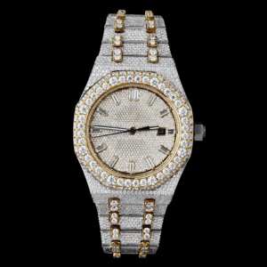 Baguette and Round Moissanite Diamond <b>Watch</b> 925 <b>Sterling</b> <b>Silver</b> Fancy <b>watch</b> Exclusive New Designer <b>Watch</b> for men's - Product Image 1