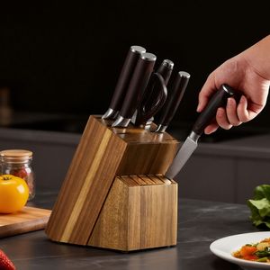Set di 15 coltelli da cucina in acciaio inossidabile ad alto tenore di carbonio con blocco affilacoltelli e posate resistenti alla ruggine (lame 3CR13) - Product Image 2
