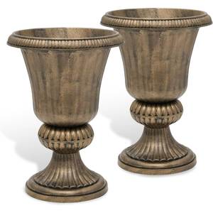 Jardinières en bois sculptées à la main, design rustique vintage, pot de fleurs d'extérieur pour plantes vertes, base carrée - Product Image 6