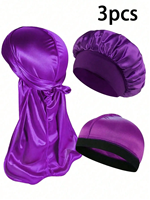Juego de 3 Gorros y Pañuelos para la Cabeza de Poliéster para Mujer, Transpirables, Cómodos, Casuales, para las Cuatro Estaciones, Uso Doméstico