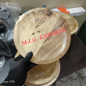 Wooden Plate with Natural Polished Surface Rustic Serveware for Dining Kitchen Restaurants & Special Occasions Wooden Plate. - Product Image 1