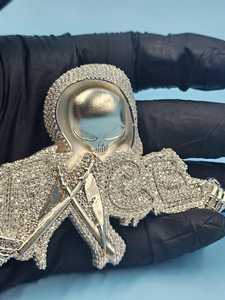 จี้รูปหัวกะโหลกประดับเพชรโมอิสซาไนต์ VVS เงินแท้ 925 ดีไซน์หรูหรา พร้อมใบรับรอง สไตล์ฮิปฮอป แร็ปเปอร์ ประดับอักษรย่อ - Product Image 2