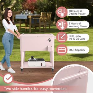 Carrello Frigo Portatile Rosa da 80QT per Patio e Campeggio - Product Image 4