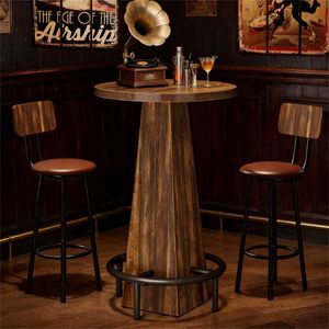 Tavolo da Bar Circolare a Altezza Bancone per Sala da Pranzo e Tavolino da Caffè - Product Image 3