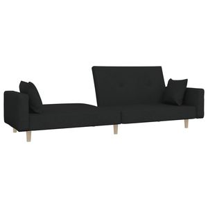 Canapé-lit 2 places en tissu noir 100% polyester, bois et plastique, taille pour une assise confortable - Product Image 4