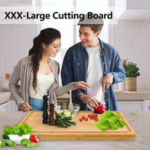 Extra <b>Large</b> Bamboo Cutting Board Wooden Carving Board for Turkey, Meat, <b>BBQ</b> LARGEST Wood Butcher Block Chopping Board - Product Image 2