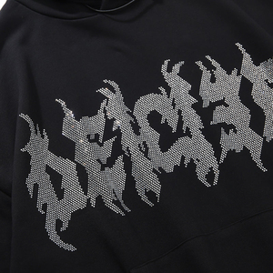 Sweat à capuche léger pour homme avec strass et design scintillant, en tissu de coton doux, coupe oversize pour la mode urbaine hivernale, service OEM - Product Image 5