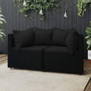 Sofá Esquinero Negro para Patio, Decoración de Jardín - Product Image 1