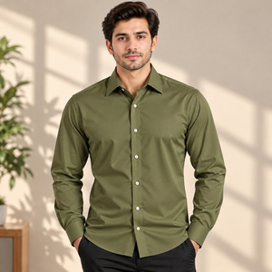 Classic Men 100% Polyester Plain Full Sleeve <b>Shirt</b> <b>Formal</b> Casual Button Front Wrinkle Resistant Quick Dry Wholesale Supplier OEM - Product Image 2
