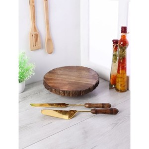 Plato Redondo de Madera de Mango con Borde de Corte Natural, Hecho a Mano, Venta al por Mayor, India - Product Image 1