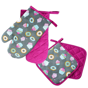 Custom Logo Cotton BBQ Oven Glove Mitt & <b>Pot</b> <b>Holder</b> Set Heat Resistant OEM Wholesale Manufacturer - Product Image 1