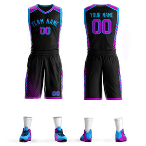 Ensemble d'uniformes de basketball personnalisés de haute qualité, logo brodé, maillot et short de basketball réversibles, prix avantageux - Product Image 2