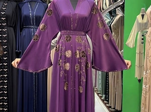 Abaya Modeste de Dubaï en Gros, Perlée et Pailletée, à Manches Longues, Traditionnelle Musulmane, Faite à la Main, pour Mariage, Respirante, Col en V pour Femme - Product Image 4